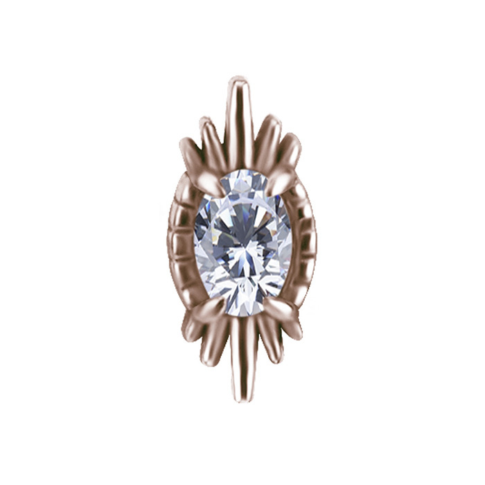 Attachment push in with white zirconia - rose gold - PI-062