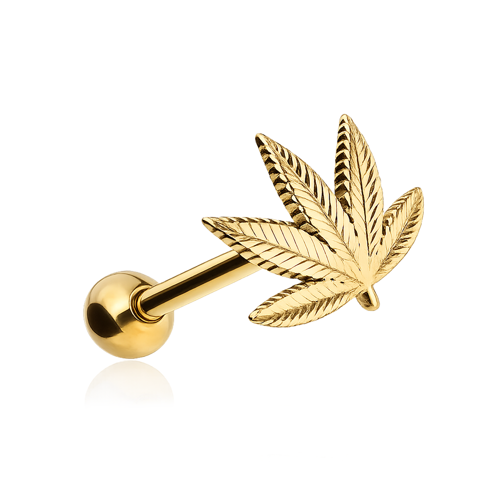 Tongue barbell hemp - gold - KJ-063
