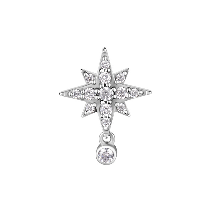 Attachment push in - star with white zircons - CoCr NF - silver - PI-023