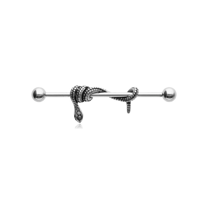 Industrial Earring - silver Snake - IND-016