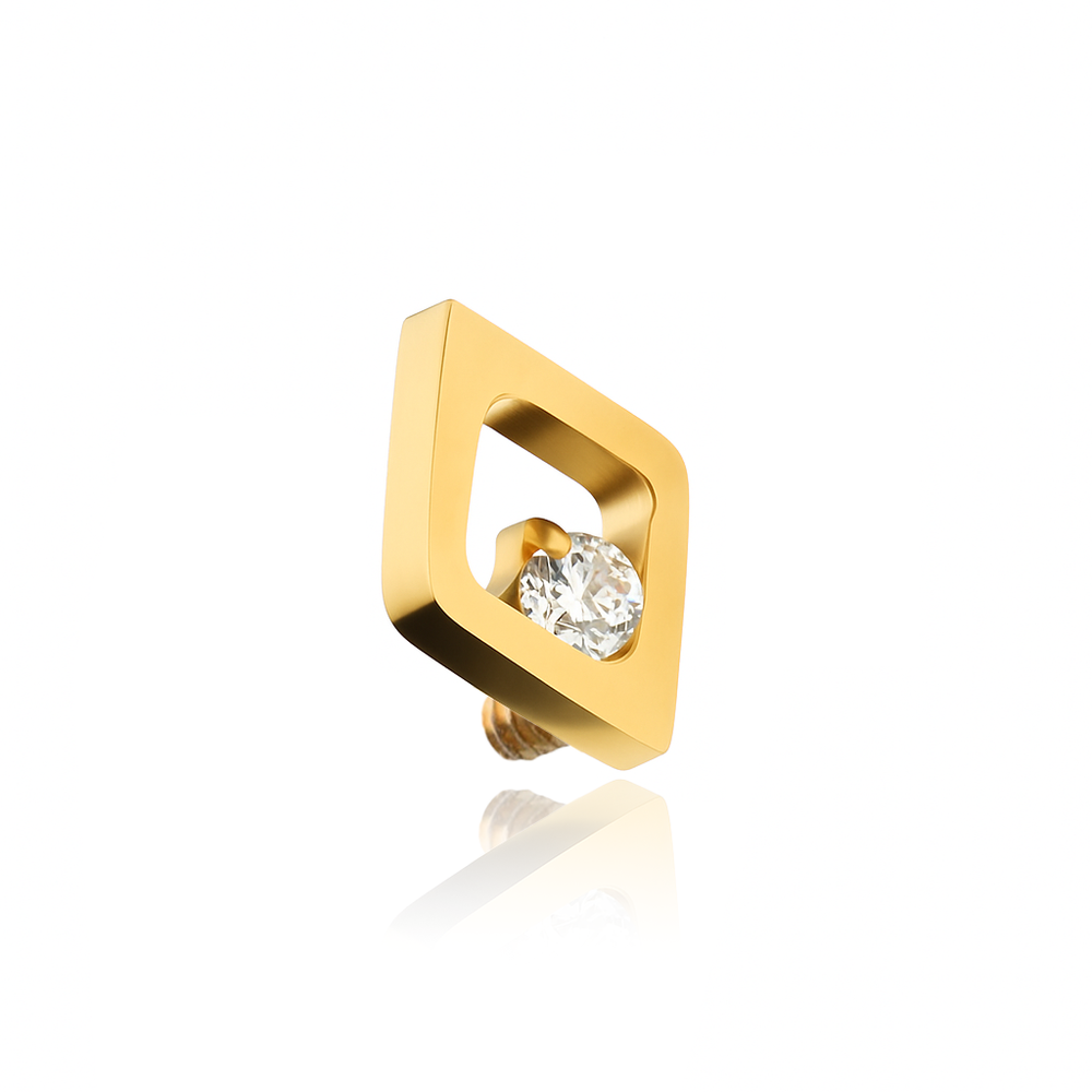 Titanium attachment rhombus with white zirconia - gold - TNA-209