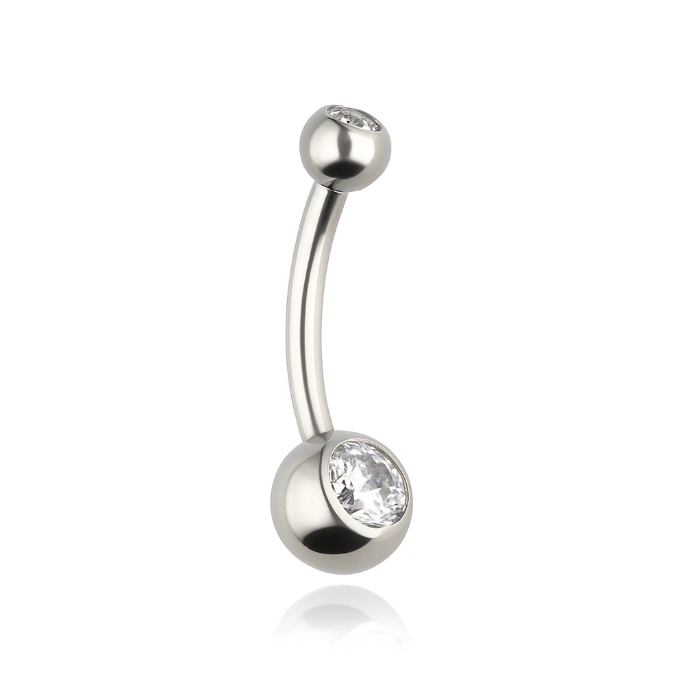 Titanium belly button ring - white zirconia - female thread - TPP-039
