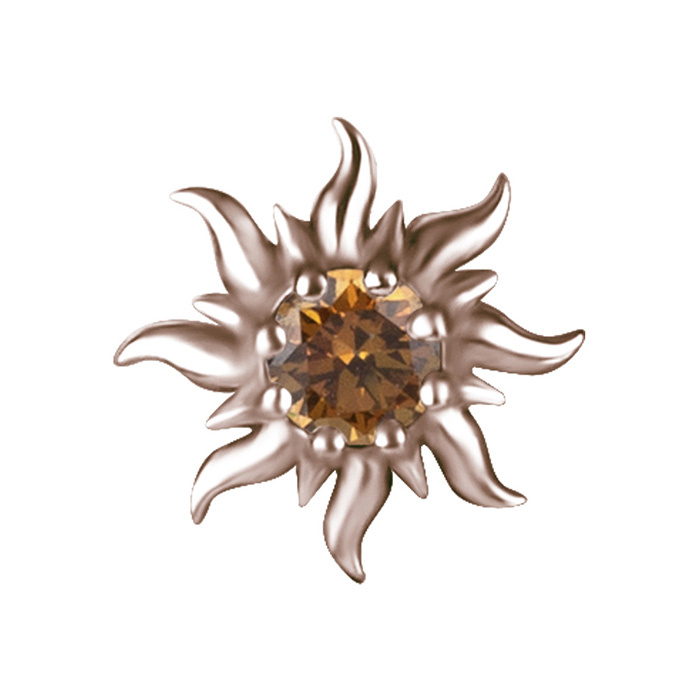 Attachment push in - sun with champagne zirconia - rose gold - PI-063