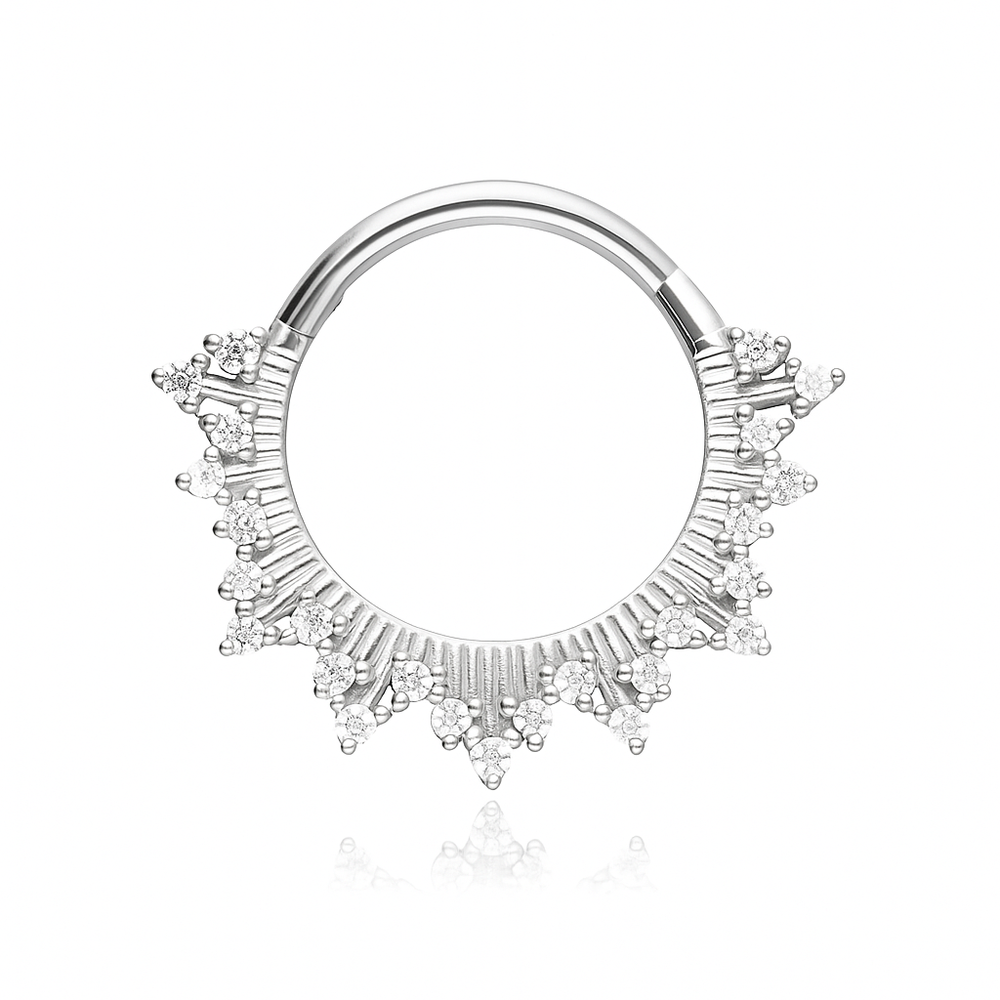 Piercing clicker with white zircons - gold - K-080