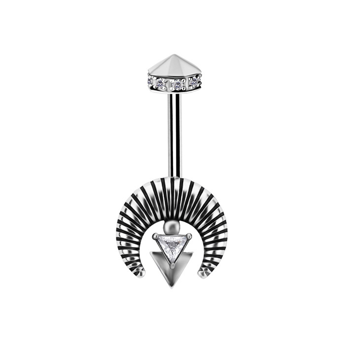 Labret tulip with white zircons - silver - LGW-053