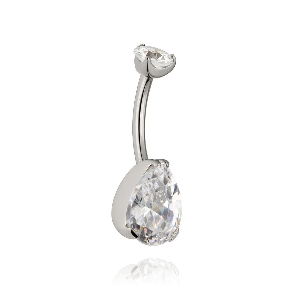 Titanium Belly button ring decorative white - TPP-015