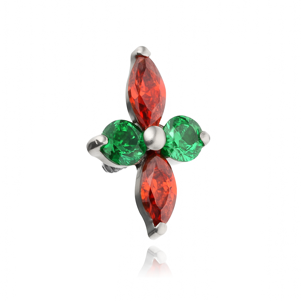 Titanium attachment with white zircons - silver - TNA-206