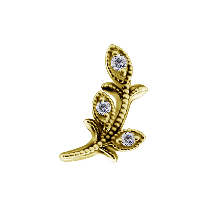 Attachment push in - leaves with white zircons - CoCr NF - gold - PI-019
