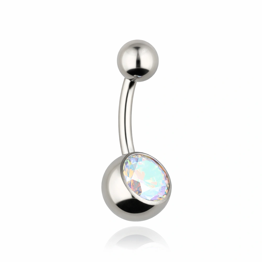 Titanium Belly button ring colored zirconia - TPP-010