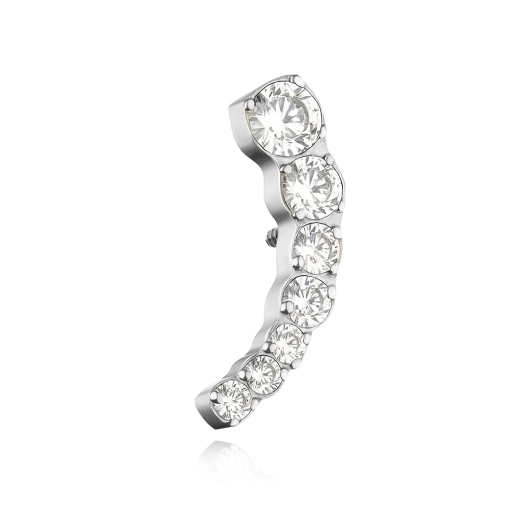 Titanium attachment with white zircons - silver - TNA-102