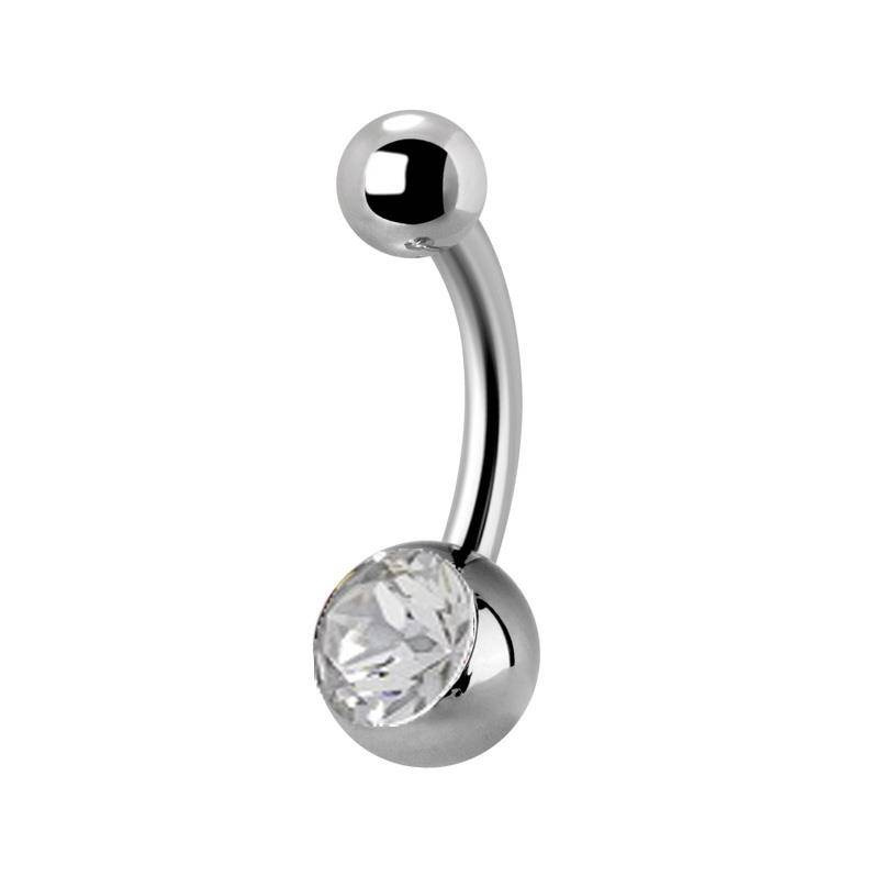 Titanium belly button ring - white zirconia - TPP-010