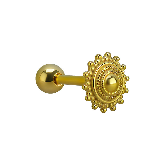 Tongue barbell decorative - gold - KJ-013