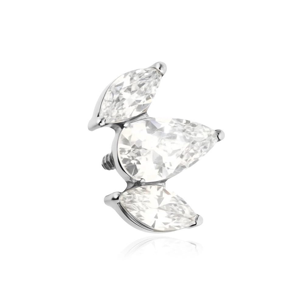 Titanium attachment with white zircons - silver - TNA-121