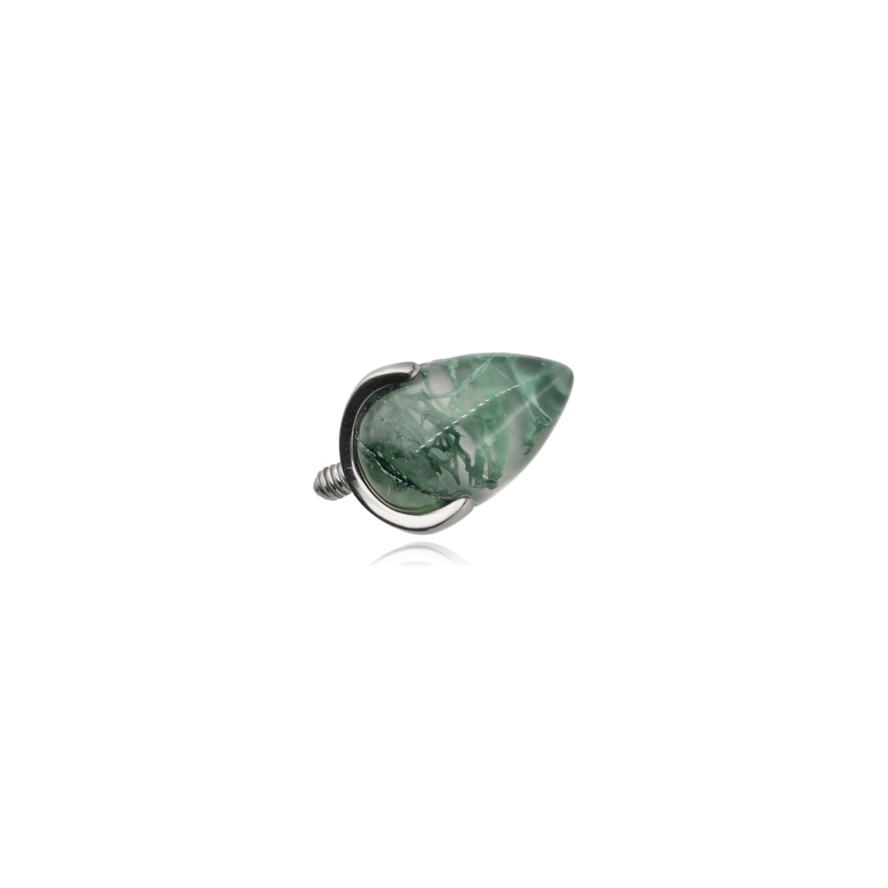 Titanium attachment with mossy agate - silver - TNA-210