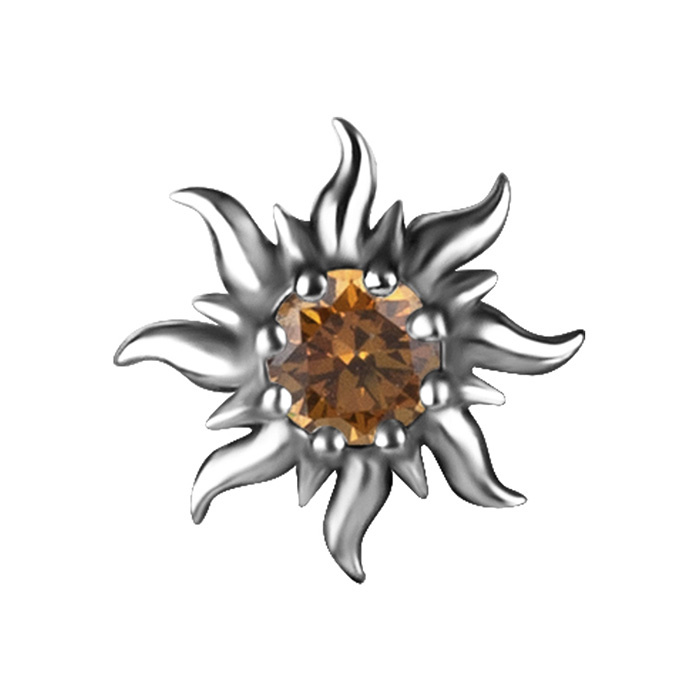 Attachment push in - sun with champagne zirconia - silver - PI-063