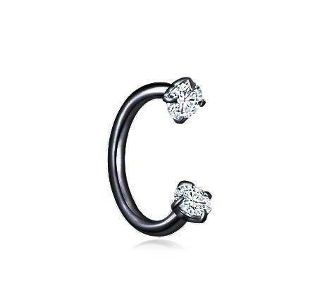 Black horseshoe with zirconia - P-004