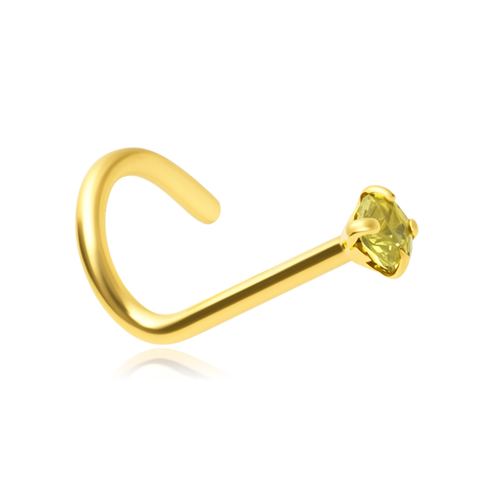 Nose screw with green zirconia - gold - NS-006