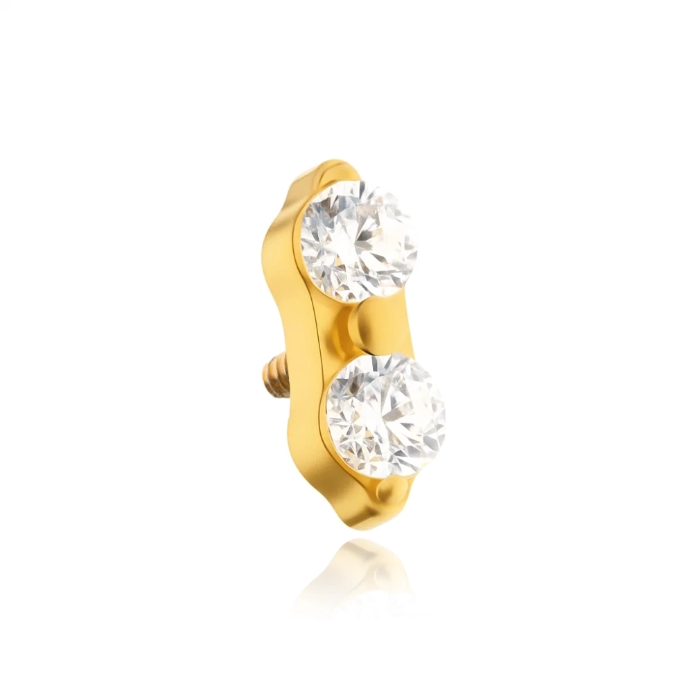 Titanium attachment with white zircons - gold - TNA-206