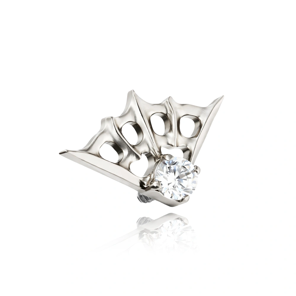 Titanium attachment spider web with white zirconia - silver - TNA-234