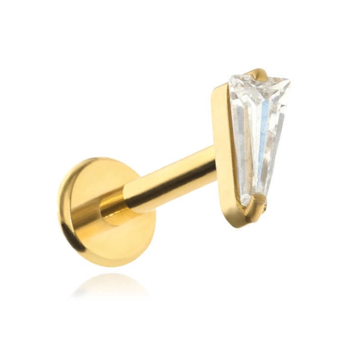  Titanium labret with white zirconia - gold