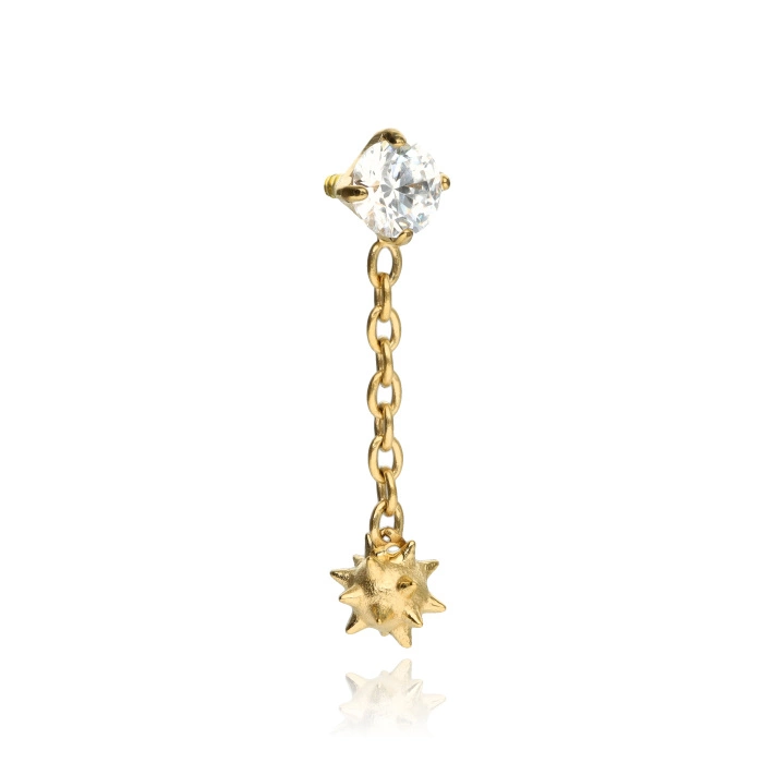 Titanium attachment with white cubic zirconias and chain - gold - TNA-202
