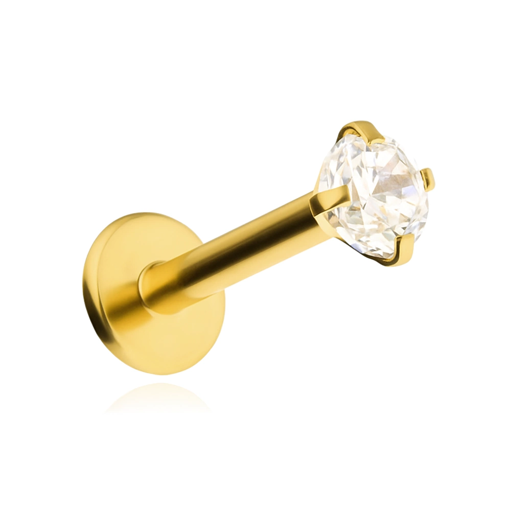 Labret gold with white zirconia - LGW-001