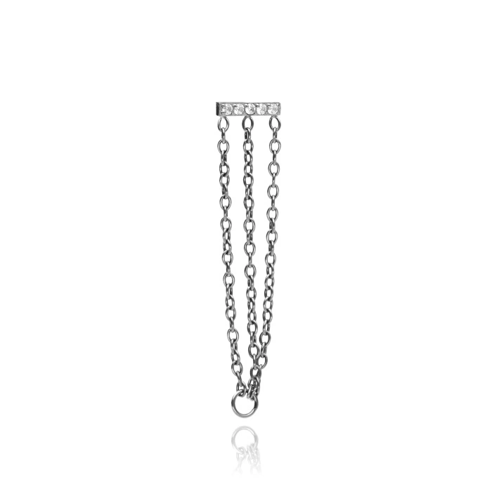 attachment with white cubic zirconias and chains - sterling silver - TNA-182