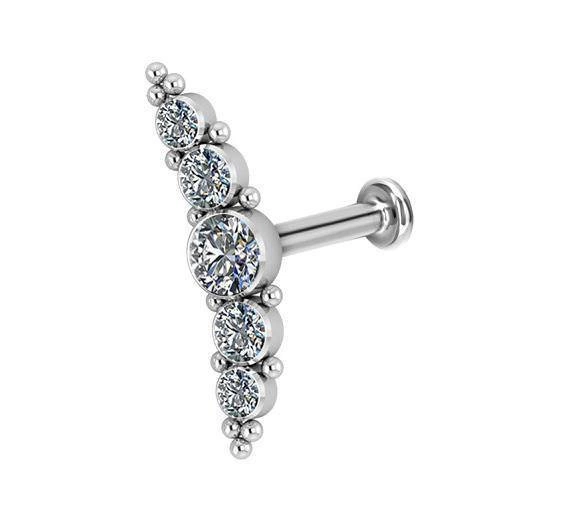 Titanium cluster decorative labret - Premium Zirconia - white - TGW-068