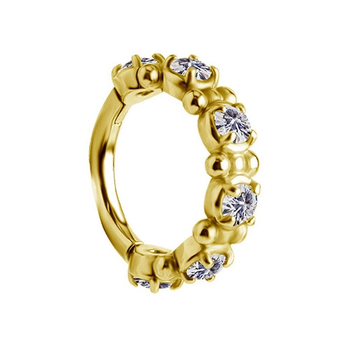 Earring clicker gold with white Premium Zirconia - CoCr NF - K-062