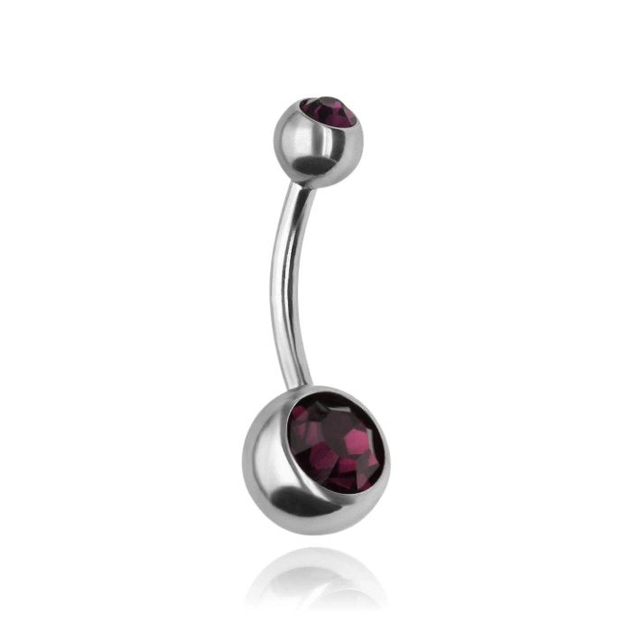 Belly button ring with purple zirconia - KP-001-23