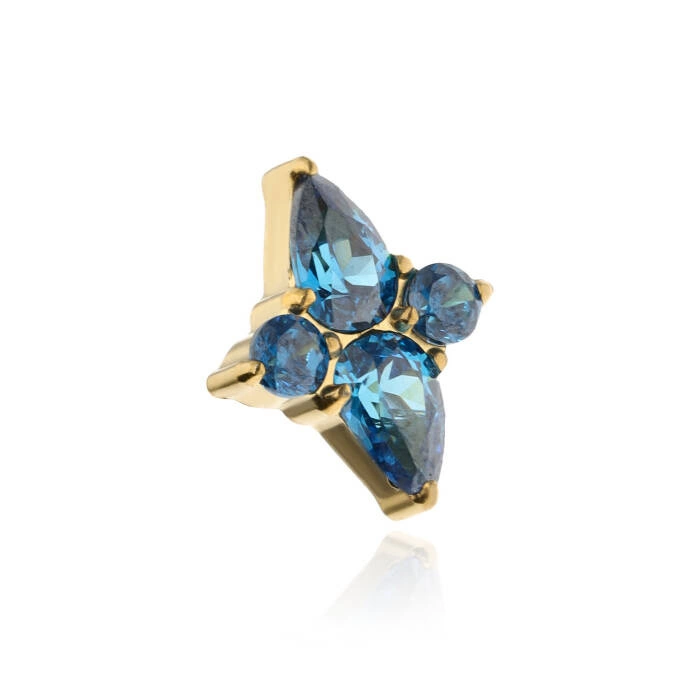 Titanium attachment with blue zircons - gold - TNA-143