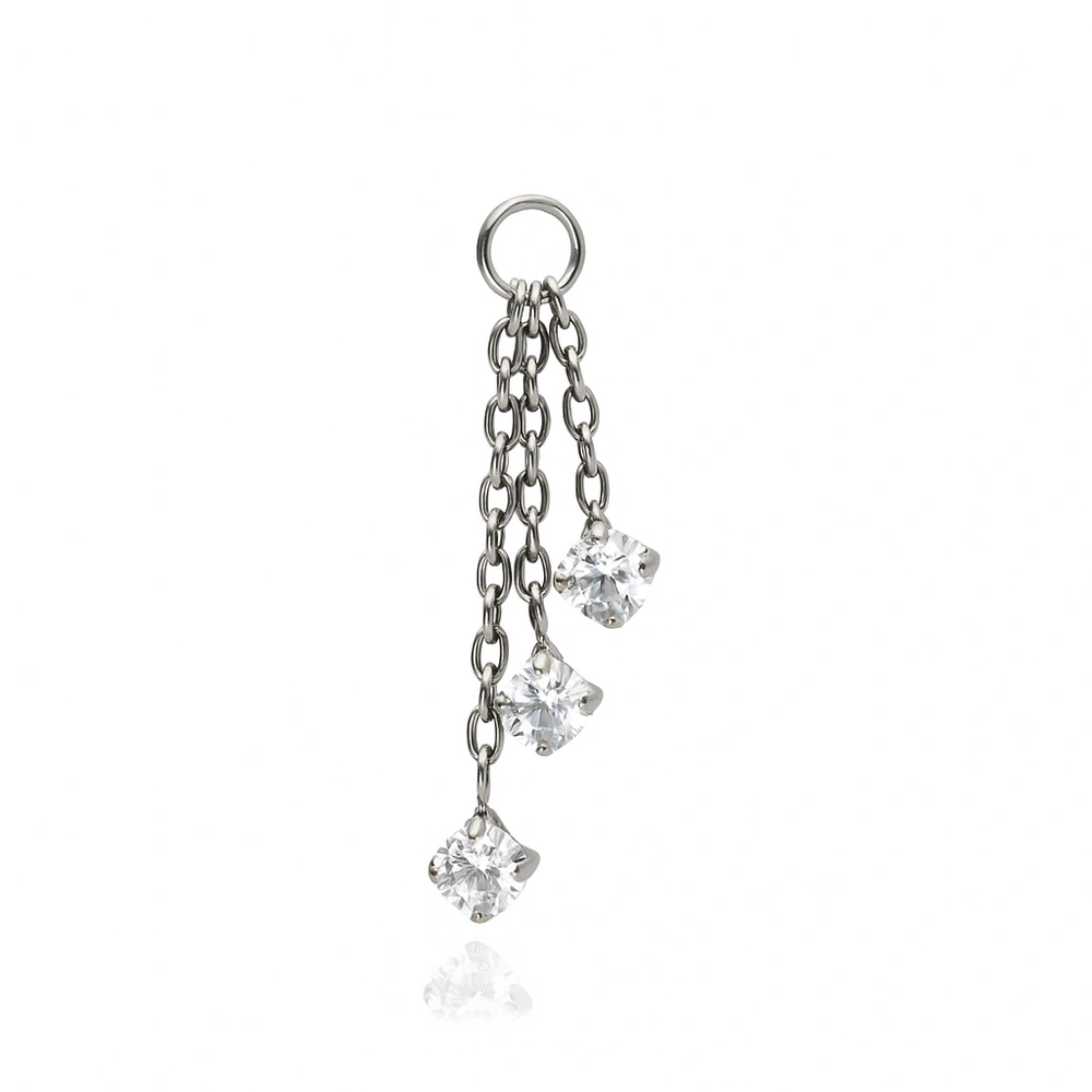 Charms chain with white zircons - silver - D-071