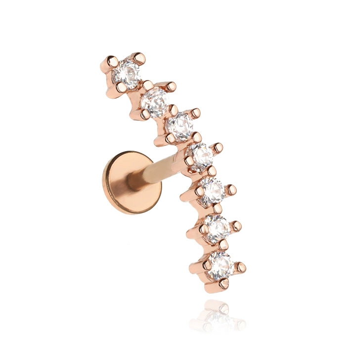 Labret cluster earring with white cubic zirconia - rose gold - LGW-050