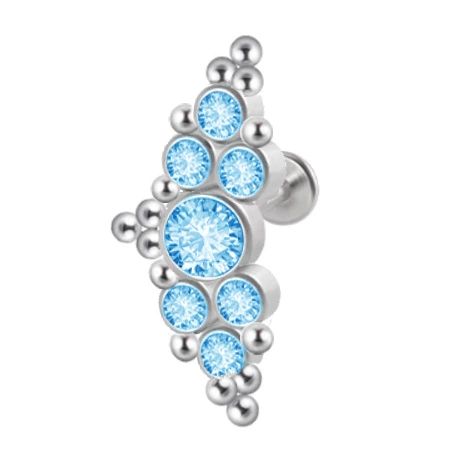 Titanium labret cluster - blue zirconia - TGW-098