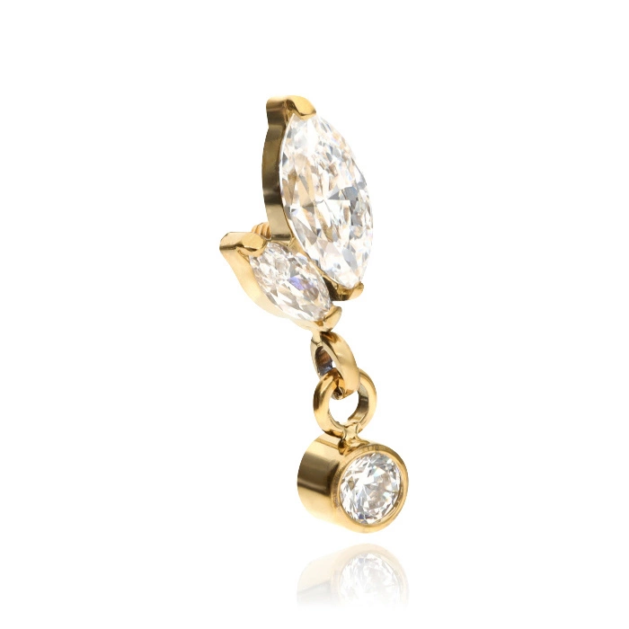 Titanium attachment with white zircons - gold - TNA-028