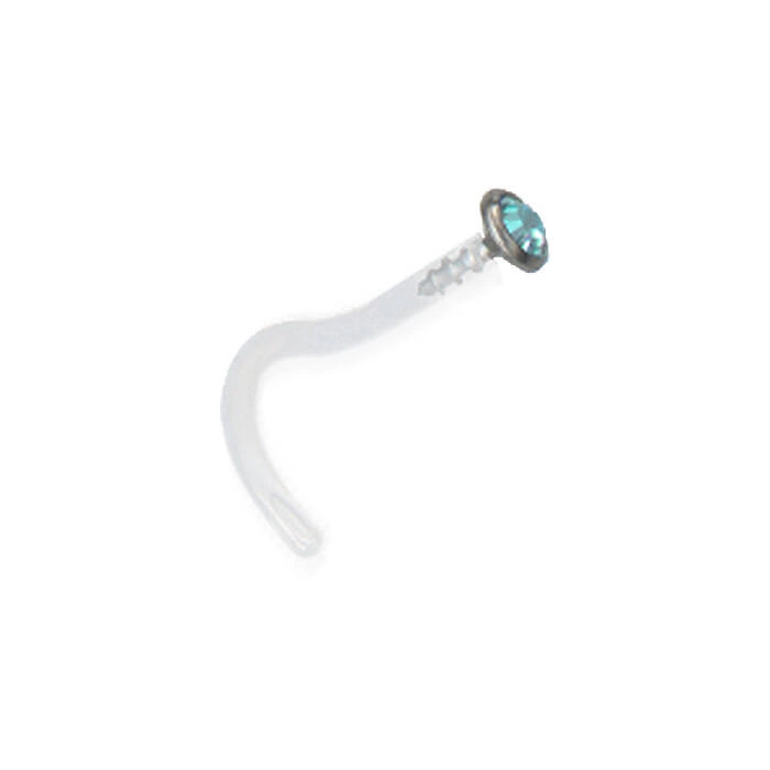 BioPlast and titanium nasal earring with blue zirconia - BP-020