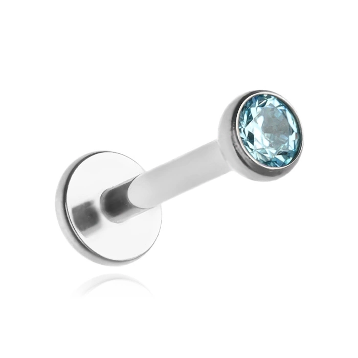 Titanium labret with blue zirconia - TGW-090