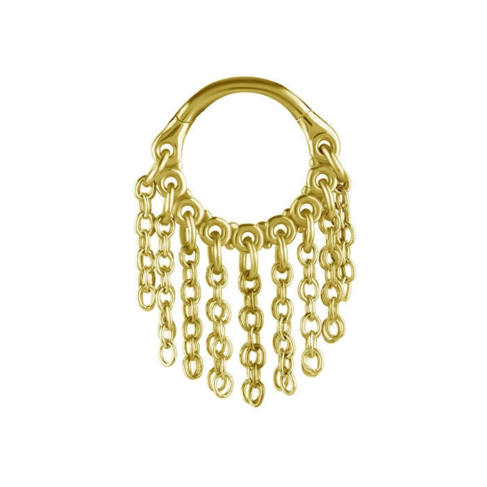 Piercing ring clicker with chains - gold - K-026