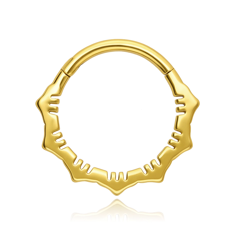 Piercing clicker with white zircons - gold - K-080