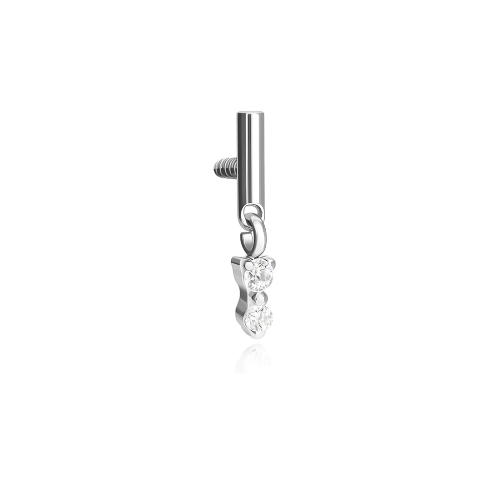 Titanium attachment with white zircons - silver - TNA-183