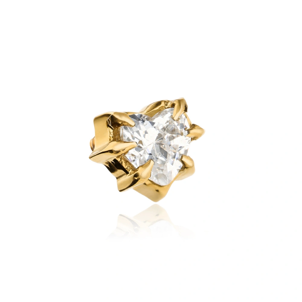 Titanium attachment - Bow with white cubic zirconia - silver - TNA-258