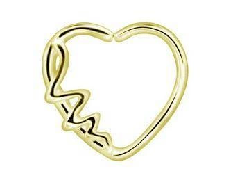 Earring Continuous Bifurcated heart gold - right - CON-014