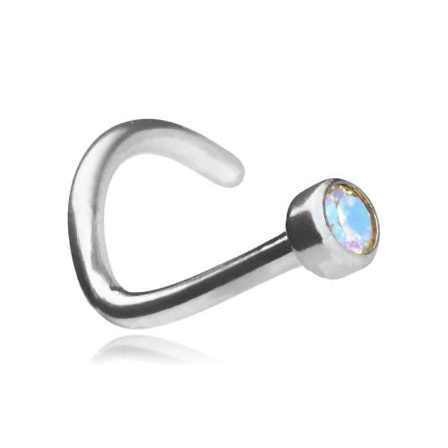 Titanium nose screw with iridescent zirconia - silver - TN-004