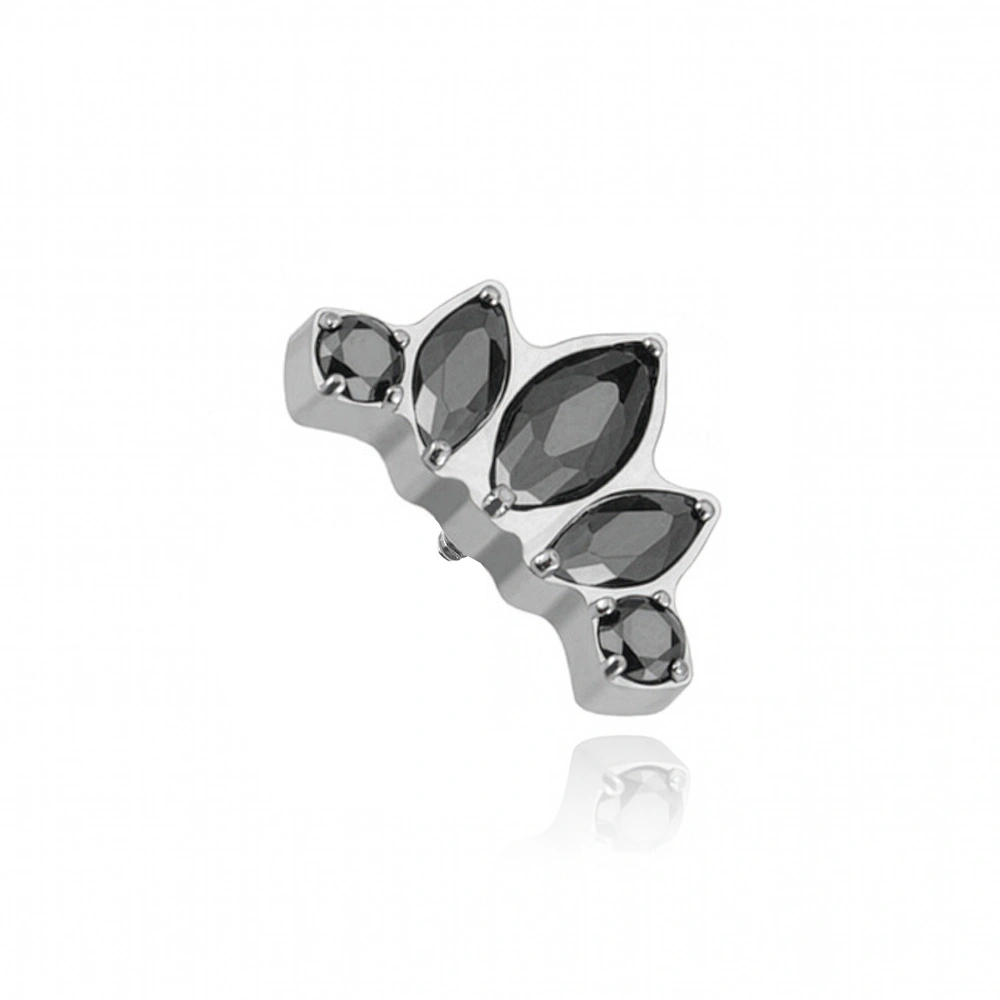 Titanium attachment with black cubic zirconias silver- TNA-088