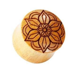 Wooden plug - flower - ORGANIC - PT-091