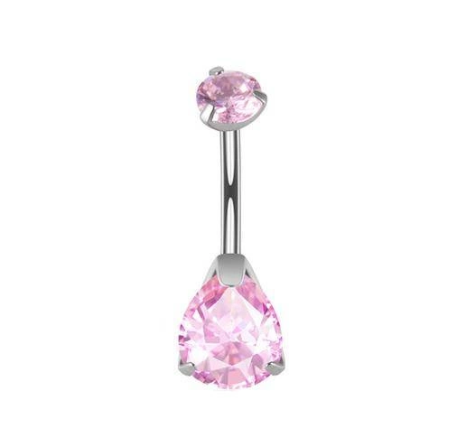 Titanium Belly button ring decorative pink - TPP-015