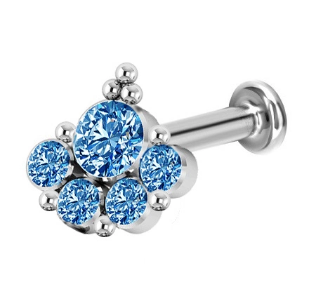 Titanium labret cluster - blue zirconia - TGW-100