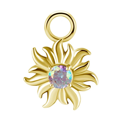 Charms - CoCr NF - sun - colored PREMIUM ZIRCONIA - gold - D-054