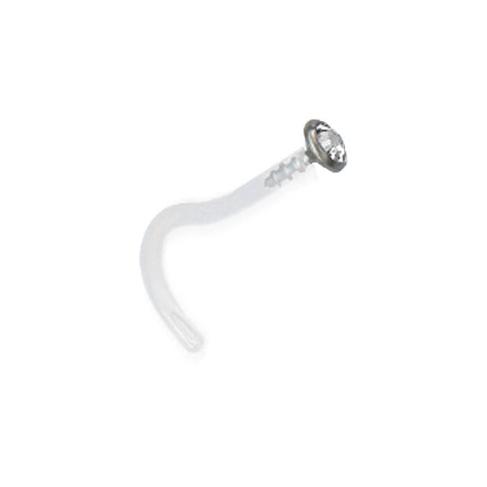 BioPlast and titanium nasal earring with white zirconia - BP-020