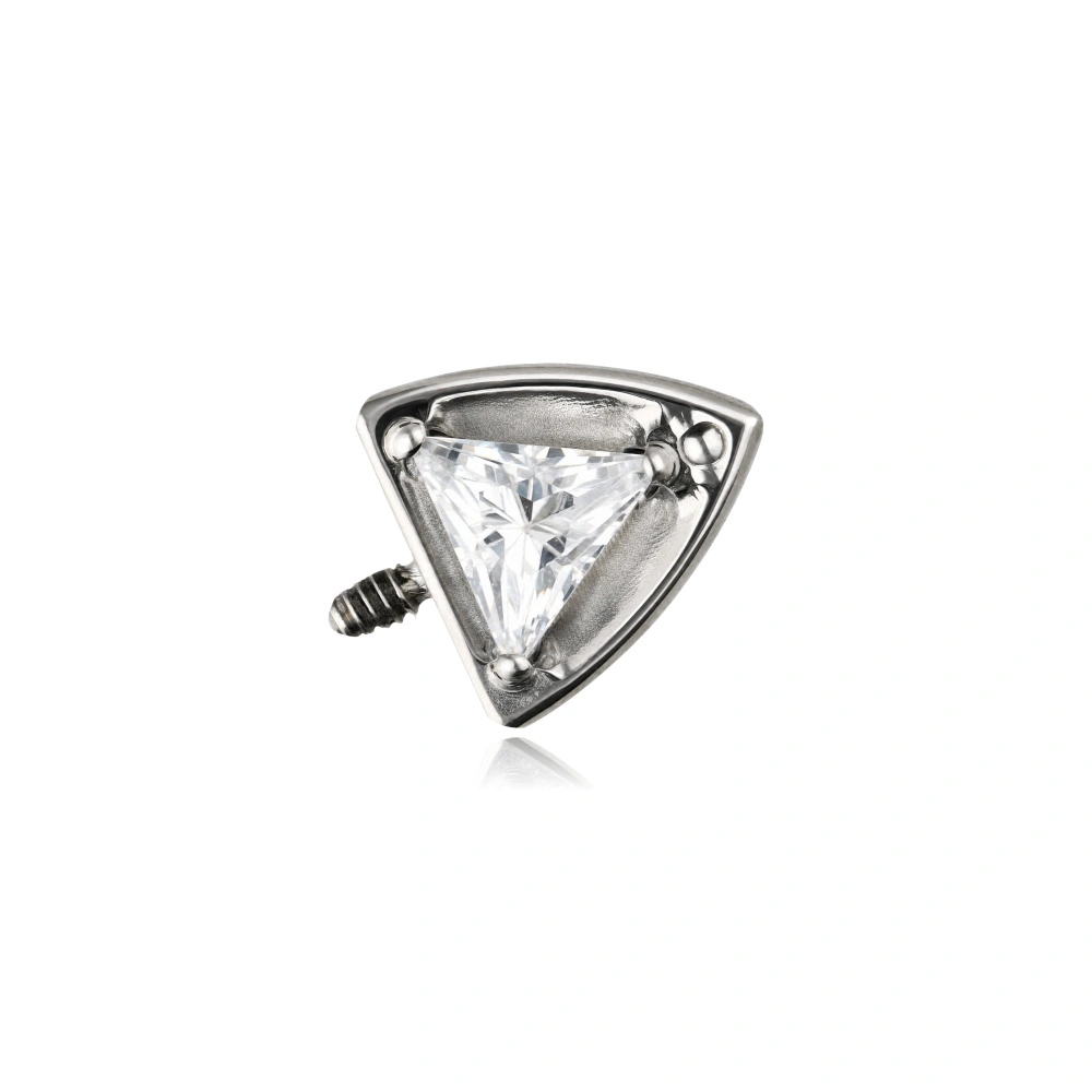 Titanium attachment - Bow with white cubic zirconia - silver - TNA-258